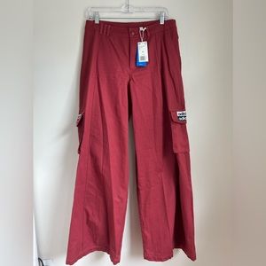 NWT Urban Outfitters Adidas Burgundy Wide-Leg Track Pants